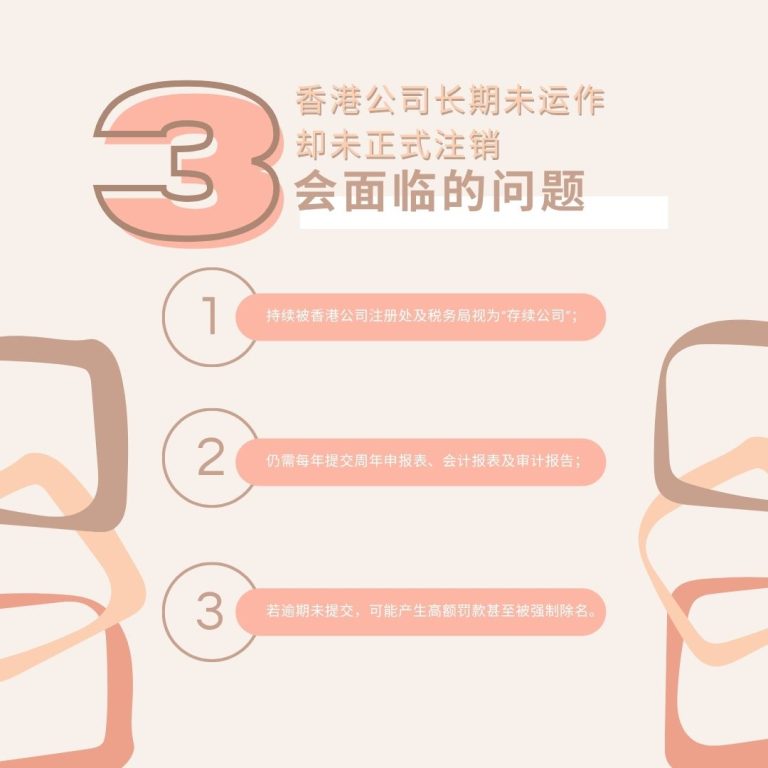 香港公司长期未运作却未正式注销会面临的问题